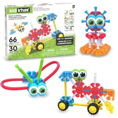 Image de Kit Build A Bunch, Kid K&#039;NEX, Basic Fun, 85422A, modèles de jouets d&#039;animaux et véhicules pour un jeu créatif, construction adaptés aux garçons filles âgés 3 ans plus