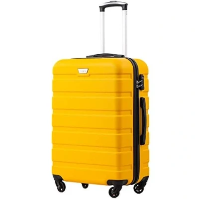 Image de Coolife Valise Moyenne idéale 67x46x26 cm ABS avec 4 roulettes Pivotantes 360 Cadenas TSA Poignée télescopique (Jaune, 67cm)