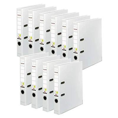 Image de Falken Lot de 10 classeurs en plastique PP Couleur polypropylène Fabriqué Allemagne Largeur 5 cm Format A4 Blanc Vegan Classeur à levier bureau fente