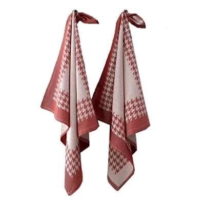 Image de de Witte Lietaer 200060 Pied Poule Lot 2 Torchons Coton Rouge 66 x cm