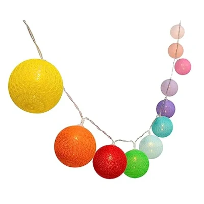 Image de Guirlande lumineuse solaire boules de coton 10 ampoules LED blanc chaud MIMY COLORS SOLAR 3.80m