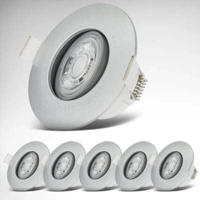 Image de B.K.Licht Lot de 6 spots LED encastrables 230V, orientables pour la salle bain IP65, plafond, LED, lampe bain, 9 x 4,2 cm (DxH), chrome mat