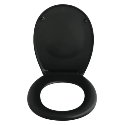 Image de Spirella Abattant WC Thermo Dur NEELA Charnières en ABS Chromé, Couvercle avec Frein de Chute, Fermeture Slow Close 44 x 37 3 cm Noir Mat