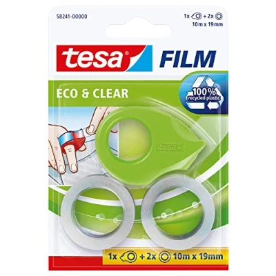 Image de tesafilm Mini Dérouleur à la main EcoLogo Vert + 2 rouleaux adhésifs Eco &amp; Clear Rubans 10m x 19mm