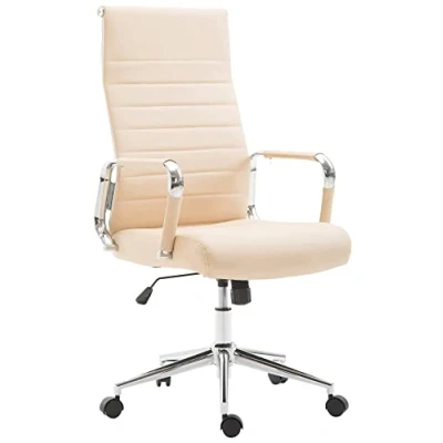 Image de CLP Chaise De Bureau Ergonomique Kolumbus en Similicuir I Fauteuil Réglable Hauteur Pivotant Piètement Mécanisme A Bascule Intégré, Couleur:crème