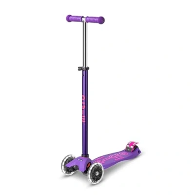 Image de Micro Trottinette Enfant Maxi LED Deluxe 3 Roues Bandes Réfléchissantes Roue Lumineuses 5 12 Ans Violet