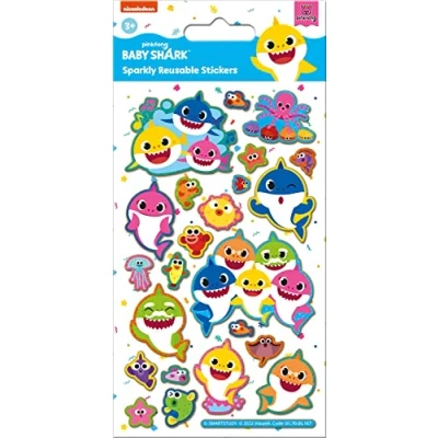 Image de Paper Projects Autocollants Baby Shark Produit sous Licence Officielle Réutilisables sur des Surfaces Non poreuses, 01.70.06.167, Blanc, 19.5cm x 9.5cm