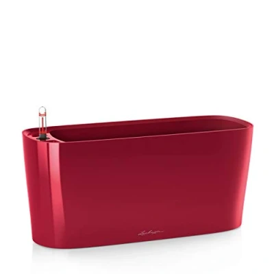 Image de Lechuza Pot de Fleurs d&#039;Interieur Delta 20 Réserve d&#039;Eau Intégrée Coloris Rouge Scarlet 40 x 15 18 cm