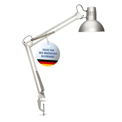 Image de MAUL Lampe de bureau MAULstudy en métal LED professionnelle pince flexible pour le et l&#039;atelier Haute qualité d&#039;éclairage à avec ampoule Argenté