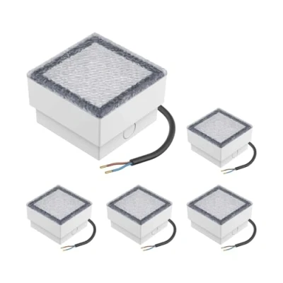 Image de ledscom.de 5 pièces LED pavé encastré de sol CUS pour l&#039;extérieur, IP67, carré, 10 x 10cm, blanc chaud