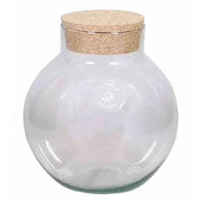Image de innaGLAS INNA Glas Bocal à Bonbons en Verre Gaspar, avec Couvercle liège, Transparent, 20cm, Ø12cm/Ø19cm Récipient de Stockage/Bocal