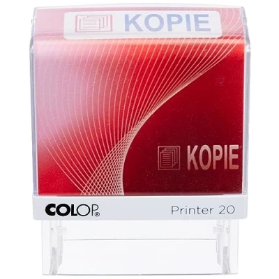 Image de COLOP Printer 20 tampons texte copie et pictogramme, empreinte bleu rouge, pour une utilisation immédiate, tampon prêt à l&#039;emploi, avec en stock coussin bicolore