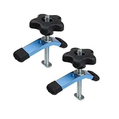 Image de POWERTEC 71389 Lot de 2 mini colliers serrage T Track, 9,5 cm (l) x 1,9 Bleu Noir