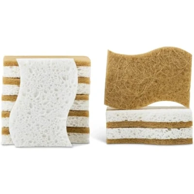 Image de DimBull Éponge nettoyante Naturelle biodégradable Vaisselle compostable en Cellulose et Fibre de Coco Lot 15 éponges écologiques