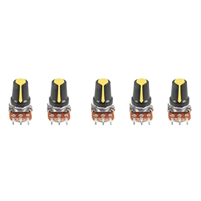 Image de Oikabio 5 pieces 100K ohm 3 bornes lineaires cone audio rotatif pot de potentiometre type B