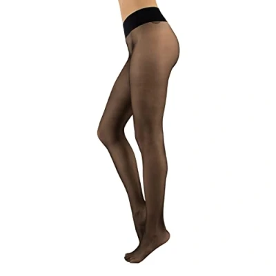 Image de CALZITALY Collant Voile, sans Coutures, Transparent, Femme 15 DEN Noir, Naturel, Bleu, Violet, Vert, Rouge, Pois S, M, L, XL, XXL Made in Italy (S, NOIR)