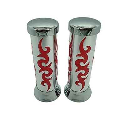 Image de one by Camamoto poignées de Guidon Moto (77344058B kit Set Paire Aigle Couleur Aluminium/Rouge avec adhérence optimale Produit d&#039;installation Facile, ø Gauche 22 mm/DX 24 mm Longueur 135