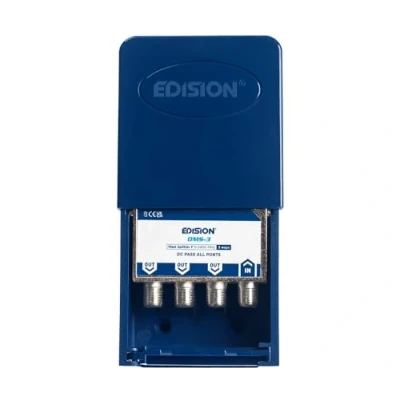 Image de EDISION OMS 3 Répartiteur de mât d&#039;extérieur d&#039;antenne sorties, compatible avec la Antenne TNT, Satellite, Câble, Radio, Unicable, connecteurs F, Fréquence 5 2400Mhz, Passe DC, Splitter voies