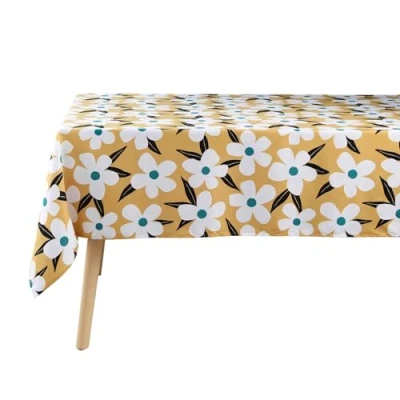 Image de douceur d&#039;intérieur, Nappe Rectangle (140 x 240 cm) Darcy Jaune, Microfibre Imprimée