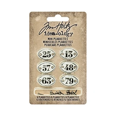 Image de advantusidea ology Mini Plaquettes avec Attaches parisiennes .5 inch x .75 Blanc Noir Chiffres, d&#039;autres, Multicolore