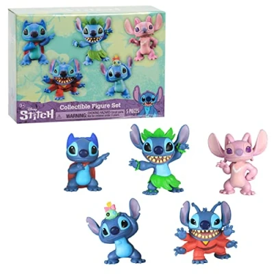 Image de Just Play Coffret de Figurines à Collectionner Lilo &amp; Stitch Disney, 5 Figurines, 7,6 cm Haut, Jouets pour Enfants 3 Ans et Plus, Bleu