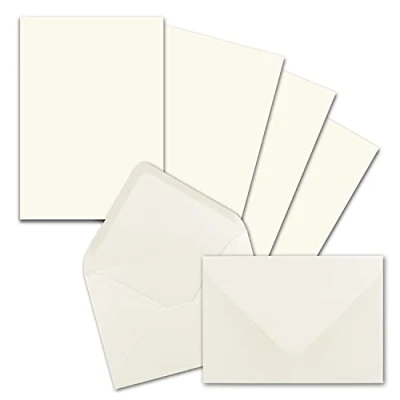 Image de Lot de 25 feuilles Papier à lettre DIN A5 avec enveloppes C6 Blanc naturel Fermeture adhésive (blanc) mat Format FarbenFroh by GUSTAV NEUSER