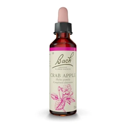 Image de Fleurs de Bach Original, Crab Apple, No 10, pour plus d&#039;acceptation soi, aide à se sentir mieux dans sa peau. Elixir floral naturel le bien être émotionnel. Compte Gouttes 20ml, Vegan
