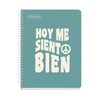 Image de Miquelrius Carnet Message, 1 Bande Couleur, A5, 100 Feuilles 7 mm Règles Horizontales, Papier 90 g, 2 Trous, Couverture Carton Rigide, Couleur Turquoise
