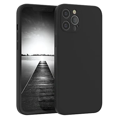 Image de EAZY CASE Coque de protection en silicone pour iPhone 12 Pro Max, noir, résistante aux chocs, avec l&#039;appareil photo, fine TPU, anti noir mat