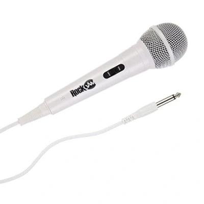 Image de Micro de Karaoké Filaire RockJam Microphone Unidirectionnel Dynamique avec cordon 3 mètres Blanc