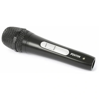 Image de Fenton DM110 Microphone Dynamique Professionnel, Noir, Cordon de 3 Mètres, Connecteurs (XLR Jack 6,3), Interrupteur Marche/Arrêt Impédance : 600 Ohms, Filtre Anti Pop Intégré