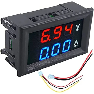 Image de Retoo Mini voltmètre et ampèremètre 2 en 1 avec écran LCD 48 x 29 mm 3V 30V 10A Multimètre numérique rouge bleu Testeur de courant tension Amp Volt Jauge Affichage double couleur Compteur