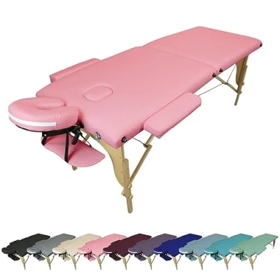 Image de Vivezen Table de Massage Pliante 2 Zones en Bois avec Panneau Reiki + Accessoires et Housse Transport Plusieurs Coloris