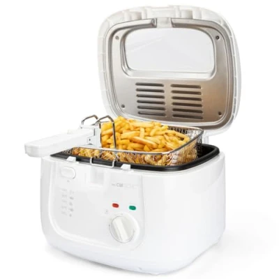Image de Clatronic® Friteuse avec huile 2,5 litres huile/graisse Filtre anti odeur grand panier à friture Thermostat réglable en continu réservoir d&#039;huile antiadhésif FR 3771