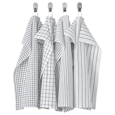 Image de Ikea RINNIG Torchon Blanc/Gris foncé/Motif 45 x 60 cm