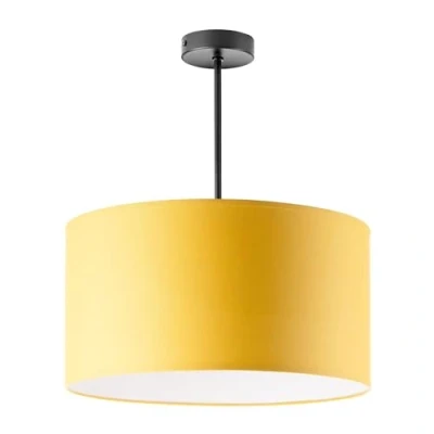 Image de Miratic Suspension Luminaire avec Source Lumineuse Remplaçable Plafonnier pour Ampoule à Culot E27 max. 60W (Ampoule Non Incluse) Abat Jour en Tissu Version Courte (jaune moutarde)