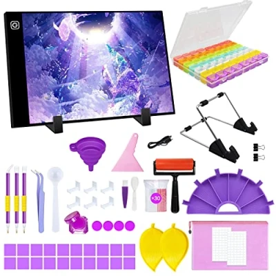 Image de TAVADA Tablette Lumineuse A4,Tablette Dessin,Ultra Mince Alimentation Luminosité Réglable de Dessin À LED pour Dessin, Esquisser, Broderie Diamant (3 Niveaux luminosité)