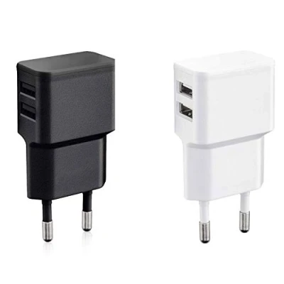 Image de Wicked Chili 2X Double Chargeur USB 12W / 2400mA Pro Series Alimentation Universelle adaptée pour téléphone Portable, Batterie Externe et Enceinte Bluetooth (90 ,USB 2 Voies) Blanc Noir