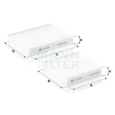 Image de MANN FILTER CU 21 000 2 Filtre d&#039;habitacle à particules 159, 204 153 32 CITROËN: C4 II Cactus, DS3 Cabriolet, C3 II, PEUGEOT: 207 3/5 portes