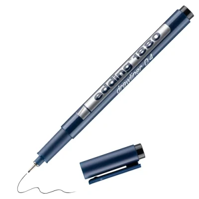 Image de edding 1880 Feutre fin de précision noir 1 stylo Largeur trait 0,45 mm pour une écriture et des esquisses précises Pointe fine gainée métal adapté aux règles pochoirs