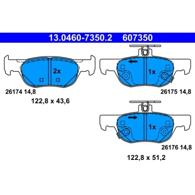 Image de ATE 13.0460 7350.2 Jeu de plaquettes frein avec indicateur d&#039;usure MAZDA: CX 30, 3 3/5 portes