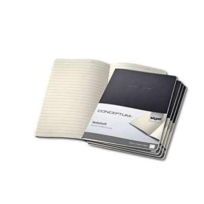 Image de SIGEL CO861 Lot de 5 cahiers notes env. A4 18,7 x 27 cm, ligné, couverture souple, noir, Conceptum