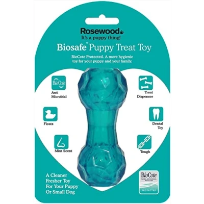 Image de Rosewood Jouet Interactif de Distribution Friandises pour Chiots Bleu 11 cm Taille Petit
