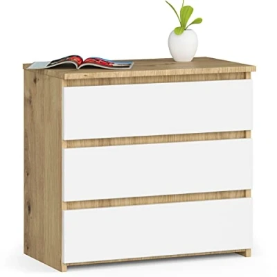 Image de AKORD CL 3 Commode avec tiroirs pour Le Salon, la Chambre, Bureau Design Fonctionnel Moderne 60 x 57 35 cm (l H P) Poids 26 kg Chêne Artisan