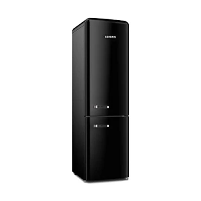 Image de SEVERIN Réfrigérateur Congélateur combiné Total NoFrost, Pose libre, Largeur 54cm, 250 L, Classe E, Veggibox incluse, Rétro, Noir, RKG 8928