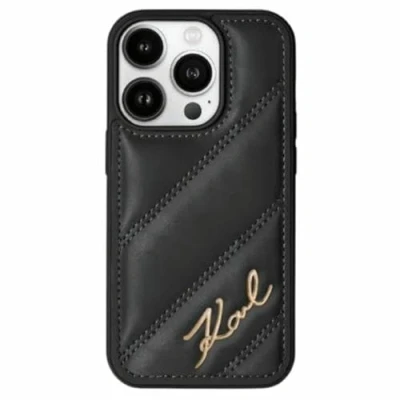 Image de CG Mobile Karl Lagerfeld KLHCP13XPQDSMGK Coque rigide pour iPhone 13 Pro Max 6,7&quot; Noir Diagonale Quilted Script