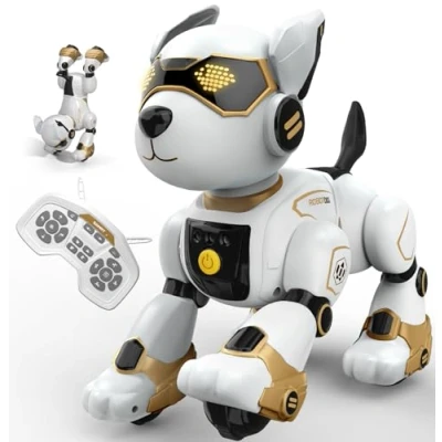 Image de anysun Robot Chien, Jouet Rechargeable, Chien Programmable Interactif pour Enfants, Commandes Vocales, Télécommande, Détection Tactile, Garçons Filles Enfants