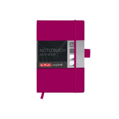 Image de Herlitz Carnet à couverture rigide avec ruban, format A6, quadrillé, 96 pages, berry (rose)