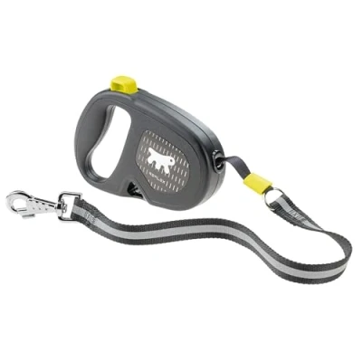 Image de Ferplast Laisse Chien Enrouleur Rèflechissante Flippy One Reflex, pour Grands Chiens jusqu&#039;à 50 Kg. Sangle Extensible Max 5 m. Bouton Unique verrouiller et déverrouiller, Jaune
