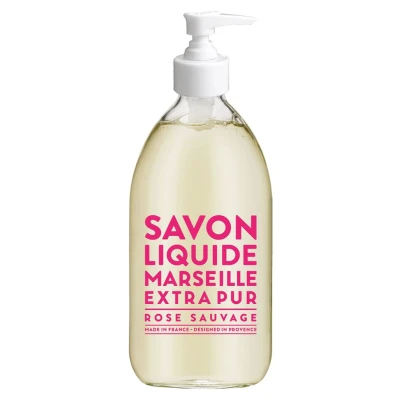 Image de La Compagnie de Provence Savon Liquide Marseille 495ml Parfum Rose Sauvage Flacon en Verre Pour Corps et Mains Made in France